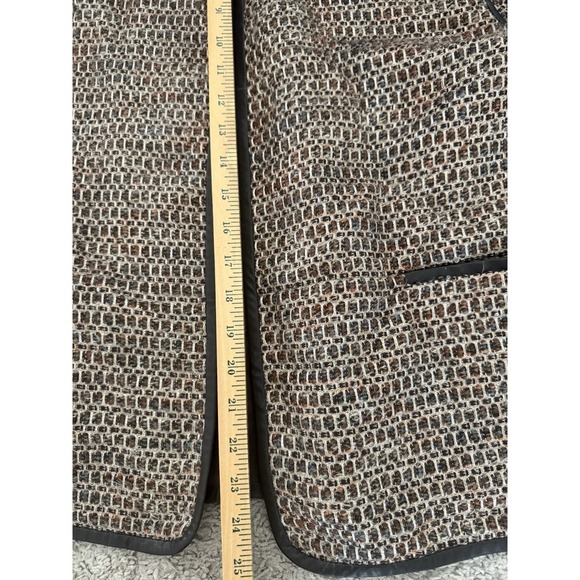 Lafayette 148 New York Wool Blend Tweed Blazer Leather Trim Size XXLBrown *READ - Picture 9 of 9